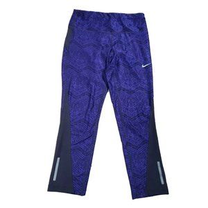 Nike Dri Fit Women's Printed Racer Tight Crop Leggings Gray Purple XS - 659993
